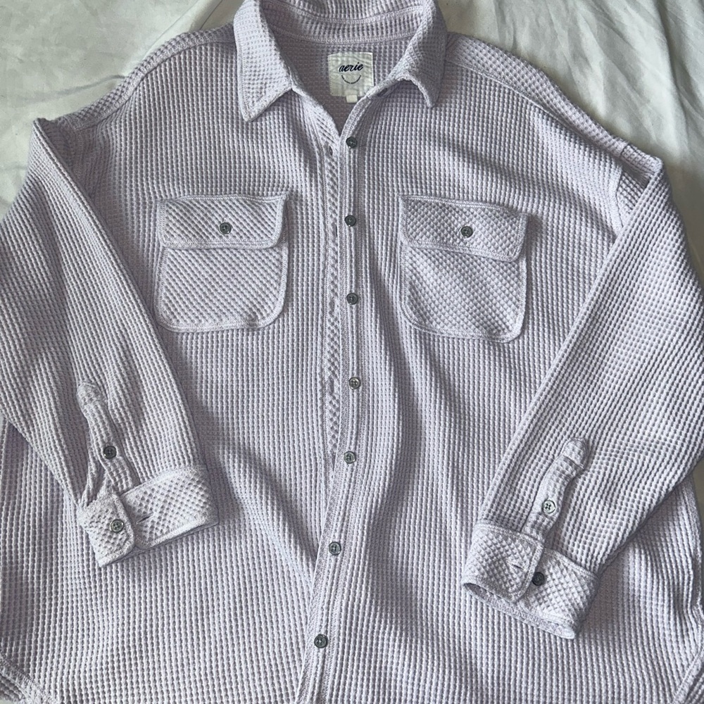 Aerie Purple Waffle Knit Sweater
